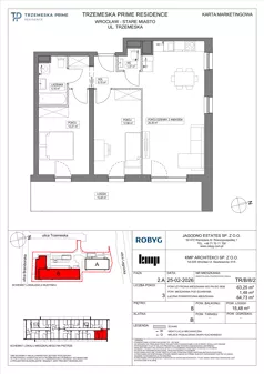 3 pokoje, mieszkanie 63,25 m², piętro 8, oferta nr TR/B/8/2, Trzemeska Prime Residence, Wrocław, Stare Miasto, ul. Trzemeska