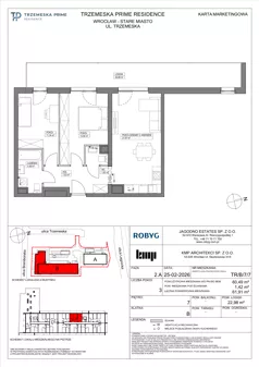3 pokoje, mieszkanie 60,49 m², piętro 7, oferta nr TR/B/7/7, Trzemeska Prime Residence, Wrocław, Stare Miasto, ul. Trzemeska