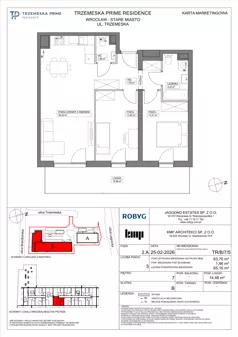 3 pokoje, mieszkanie 63,70 m², piętro 7, oferta nr TR/B/7/5, Trzemeska Prime Residence, Wrocław, Stare Miasto, ul. Trzemeska