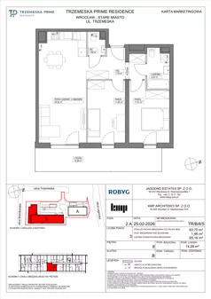 3 pokoje, mieszkanie 63,70 m², piętro 8, oferta nr TR/B/8/5, Trzemeska Prime Residence, Wrocław, Stare Miasto, ul. Trzemeska
