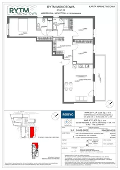 4 pokoje, mieszkanie 88,41 m², piętro 2, oferta nr RM/2B/H/2/8, Rytm Mokotowa 2B, Warszawa, Mokotów, Augustówka, ul. Antoniewska/Kaloryczna
