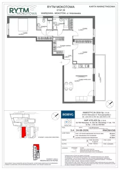 4 pokoje, mieszkanie 88,64 m², piętro 3, oferta nr RM/2B/I/3/8, Rytm Mokotowa 2B, Warszawa, Mokotów, Augustówka, ul. Antoniewska/Kaloryczna