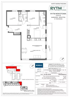 4 pokoje, mieszkanie 87,12 m², piętro 4, oferta nr RM/2B/M/4/1, Rytm Mokotowa 2B, Warszawa, Mokotów, Augustówka, ul. Antoniewska/Kaloryczna