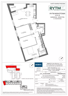 4 pokoje, mieszkanie 87,99 m², piętro 4, oferta nr RM/2B/K/4/3, Rytm Mokotowa 2B, Warszawa, Mokotów, Augustówka, ul. Antoniewska/Kaloryczna