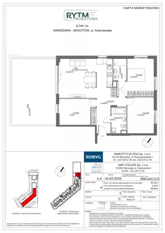 4 pokoje, mieszkanie 86,32 m², piętro 1, oferta nr RM/1A/C/1/3, Rytm Mokotowa, Warszawa, Mokotów, Augustówka, ul. Antoniewska / Piramowicza