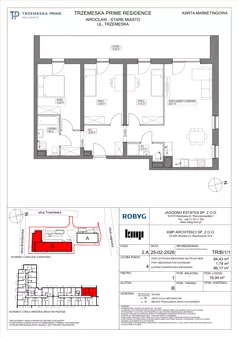 4 pokoje, mieszkanie 84,43 m², piętro 1, oferta nr TR/B/1/1, Trzemeska Prime Residence, Wrocław, Stare Miasto, ul. Trzemeska