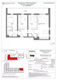 4 pokoje, mieszkanie 84,43 m², piętro 2, oferta nr TR/B/2/1, Trzemeska Prime Residence, Wrocław, Stare Miasto, ul. Trzemeska