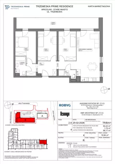 4 pokoje, mieszkanie 84,43 m², piętro 4, oferta nr TR/B/4/1, Trzemeska Prime Residence, Wrocław, Stare Miasto, ul. Trzemeska