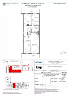 4 pokoje, mieszkanie 89,82 m², piętro 8, oferta nr TR/C/8/2, Trzemeska Prime Residence, Wrocław, Stare Miasto, ul. Trzemeska