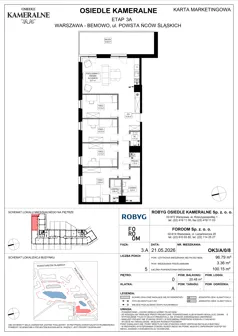 5 pokoi, mieszkanie 96,79 m², parter, oferta nr OK3/A/0/8, Osiedle Kameralne 3/5, Warszawa, Bemowo, Jelonki Południowe, ul. Powstańców Śląskich / Połczyńska