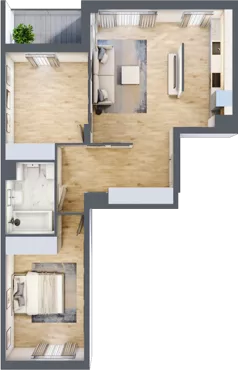 3 pokoje, mieszkanie 63,35 m², piętro 1, oferta nr RM/1A/E/1/3, Rytm Mokotowa, Warszawa, Mokotów, Augustówka, ul. Antoniewska / Piramowicza