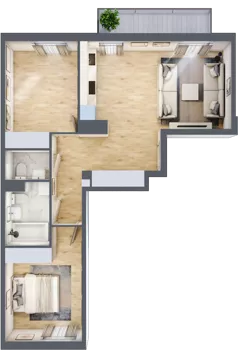 3 pokoje, mieszkanie 61,58 m², piętro 1, oferta nr RM/2A/C/1/5, Rytm Mokotowa, Warszawa, Mokotów, Augustówka, ul. Antoniewska / Piramowicza