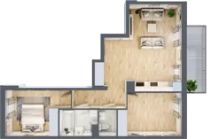3 pokoje, mieszkanie 60,57 m², piętro 1, oferta nr RM/2A/D/1/1, Rytm Mokotowa, Warszawa, Mokotów, Augustówka, ul. Antoniewska / Piramowicza