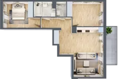 3 pokoje, mieszkanie 60,14 m², piętro 1, oferta nr RM/2A/E/1/5, Rytm Mokotowa, Warszawa, Mokotów, Augustówka, ul. Antoniewska / Piramowicza