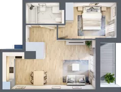 2 pokoje, mieszkanie 43,26 m², piętro 1, oferta nr RR/6A/D/1/5, Royal Residence 6A, Warszawa, Wilanów, Błonia Wilanowskie, ul. Sarmacka