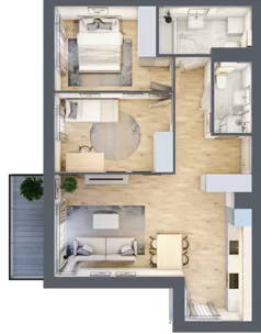 3 pokoje, mieszkanie 62,86 m², piętro 1, oferta nr KR8/A/1/2, Apartamenty Krakowska 8, Wrocław, Przedmieście Oławskie, Krzyki, ul. Krakowska