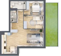 3 pokoje, mieszkanie 68,97 m², parter, oferta nr KR8/B/0/7, Apartamenty Krakowska 8, Wrocław, Przedmieście Oławskie, Krzyki, ul. Krakowska