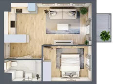 2 pokoje, mieszkanie 38,79 m², piętro 1, oferta nr KR8/B/1/5, Apartamenty Krakowska 8, Wrocław, Przedmieście Oławskie, Krzyki, ul. Krakowska