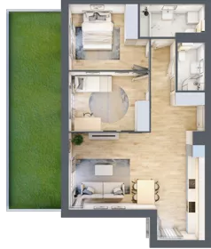 3 pokoje, mieszkanie 69,15 m², parter, oferta nr KR8/C/0/2, Apartamenty Krakowska 8, Wrocław, Przedmieście Oławskie, Krzyki, ul. Krakowska