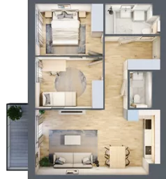 3 pokoje, mieszkanie 58,50 m², piętro 2, oferta nr KR8/C/2/4, Apartamenty Krakowska 8, Wrocław, Przedmieście Oławskie, Krzyki, ul. Krakowska