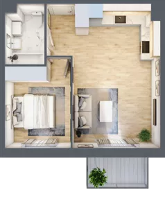 2 pokoje, mieszkanie 40,46 m², piętro 2, oferta nr PPO/M/B/2/7, Port Popowice IVa, Wrocław, Pilczyce-Kozanów-Popowice Północne, Popowice, ul. Białowieska