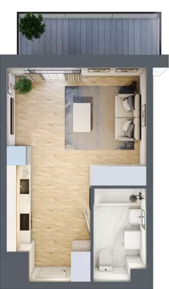 1 pokój, mieszkanie 27,88 m², piętro 1, oferta nr PPO/P/B/1/2, Port Popowice IVa, Wrocław, Pilczyce-Kozanów-Popowice Północne, Popowice, ul. Białowieska