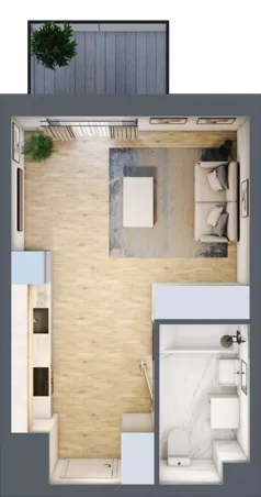 1 pokój, mieszkanie 27,94 m², piętro 2, oferta nr PPO/P/B/2/3, Port Popowice IVa, Wrocław, Pilczyce-Kozanów-Popowice Północne, Popowice, ul. Białowieska