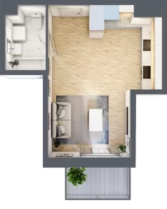 1 pokój, mieszkanie 28,84 m², piętro 4, oferta nr PPO/P/B/4/1, Port Popowice IVa, Wrocław, Pilczyce-Kozanów-Popowice Północne, Popowice, ul. Białowieska