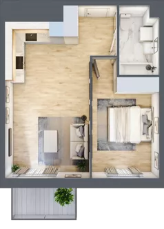2 pokoje, mieszkanie 42,90 m², piętro 2, oferta nr PPO/P/A/2/1, Port Popowice IVa, Wrocław, Pilczyce-Kozanów-Popowice Północne, Popowice, ul. Białowieska