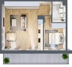 2 pokoje, mieszkanie 49,25 m², piętro 1, oferta nr PPO/P/A/1/12, Port Popowice IVa, Wrocław, Pilczyce-Kozanów-Popowice Północne, Popowice, ul. Białowieska