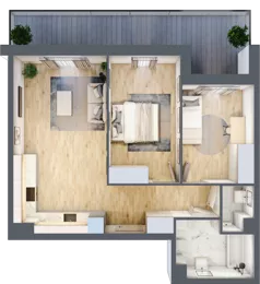 3 pokoje, mieszkanie 60,38 m², piętro 1, oferta nr PPO/P/A/1/9, Port Popowice IVa, Wrocław, Pilczyce-Kozanów-Popowice Północne, Popowice, ul. Białowieska