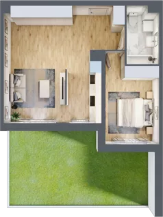 2 pokoje, mieszkanie 52,06 m², parter, oferta nr MLAAB/B/0/1, Metro Life Apartamenty, Warszawa, Bemowo, Chrzanów, ul. Rayskiego