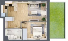 2 pokoje, mieszkanie 42,43 m², parter, oferta nr MLAAB/C/0/3, Metro Life Apartamenty, Warszawa, Bemowo, Chrzanów, ul. Rayskiego