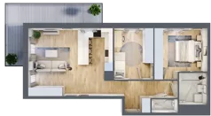 3 pokoje, mieszkanie 64,74 m², piętro 1, oferta nr SU1/B/1/14, Sady Ursynów 1, Warszawa, Ursynów, Wyczółki, ul. Koprowskiego / Pieskowa Skała