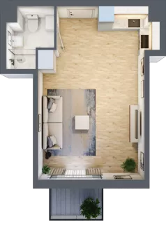 1 pokój, mieszkanie 32,76 m², piętro 1, oferta nr RM/1B/M/1/1, Rytm Mokotowa 1B, Warszawa, Mokotów, Augustówka, ul. Antoniewska / Piramowicza