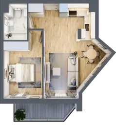 2 pokoje, mieszkanie 43,23 m², piętro 1, oferta nr RM/1B/I/1/3, Rytm Mokotowa 1B, Warszawa, Mokotów, Augustówka, ul. Antoniewska / Piramowicza