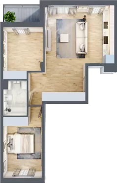 3 pokoje, mieszkanie 64,50 m², piętro 1, oferta nr RM/1B/H/1/4, Rytm Mokotowa 1B, Warszawa, Mokotów, Augustówka, ul. Antoniewska / Piramowicza