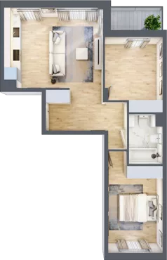 3 pokoje, mieszkanie 61,69 m², piętro 1, oferta nr RM/1B/I/1/1, Rytm Mokotowa 1B, Warszawa, Mokotów, Augustówka, ul. Antoniewska / Piramowicza