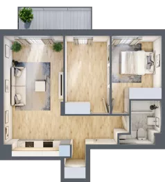 3 pokoje, mieszkanie 54,92 m², piętro 4, oferta nr RM/1B/L/4/2, Rytm Mokotowa 1B, Warszawa, Mokotów, Augustówka, ul. Antoniewska / Piramowicza