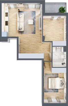 3 pokoje, mieszkanie 64,50 m², piętro 1, oferta nr RM/1B/H/1/1, Rytm Mokotowa 1B, Warszawa, Mokotów, Augustówka, ul. Antoniewska / Piramowicza