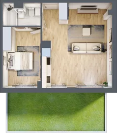 2 pokoje, mieszkanie 48,22 m², parter, oferta nr RM/1B/H/0/1, Rytm Mokotowa 1B, Warszawa, Mokotów, Augustówka, ul. Antoniewska / Piramowicza