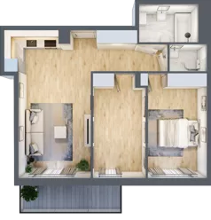3 pokoje, mieszkanie 63,64 m², piętro 1, oferta nr RM/1B/M/1/8, Rytm Mokotowa 1B, Warszawa, Mokotów, Augustówka, ul. Antoniewska / Piramowicza
