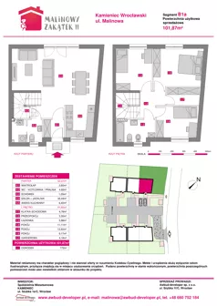 4 pokoje, mieszkanie 101,87 m², parter, oferta nr B1a, Malinowy Zakątek II, Kamieniec Wrocławski, ul. Malinowa 10,12