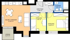 3 pokoje, mieszkanie 50,84 m², piętro 3, oferta nr B/3/13, Poznańska / Wąska, Poznań, Jeżyce, ul. Poznańska