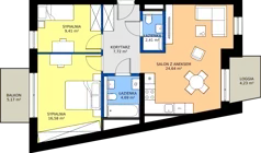 3 pokoje, mieszkanie 65,45 m², piętro 1, oferta nr B/1/05, Poznańska / Wąska, Poznań, Jeżyce, ul. Poznańska
