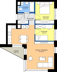 3 pokoje, mieszkanie 58,99 m², piętro 1, oferta nr A/1/05, Poznańska / Wąska, Poznań, Jeżyce, ul. Poznańska
