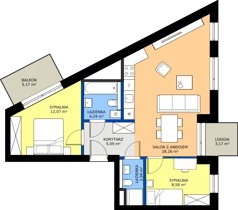 3 pokoje, mieszkanie 61,19 m², piętro 4, oferta nr B/4/16, Poznańska / Wąska, Poznań, Jeżyce, ul. Poznańska