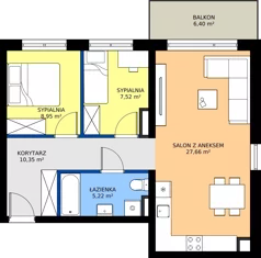 3 pokoje, mieszkanie 59,70 m², piętro 2, oferta nr 9, Bolka 9, Poznań, Naramowice, ul. Bolka 9