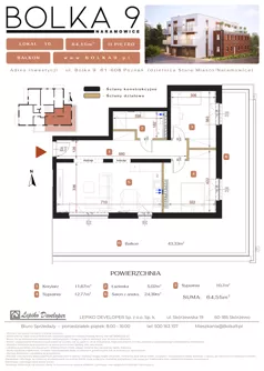3 pokoje, mieszkanie 64,55 m², piętro 2, oferta nr 10, Bolka 9, Poznań, Naramowice, ul. Bolka 9