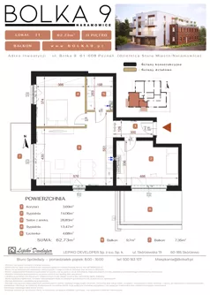 3 pokoje, mieszkanie 62,73 m², piętro 2, oferta nr 11, Bolka 9, Poznań, Naramowice, ul. Bolka 9